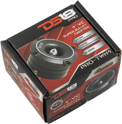 DS18 PRO-TWN1 Titanium High Compression Neodymium Slim Super Bullet Tweeter, 1" 240W Max, 120W RMS with Built-in