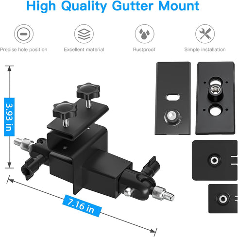 HOLACA 2-in-1 Weatherproof Gutter Mount for Solar Panel and Spotlight Cam, Compatible with 1/4 Screw Cameras