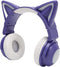 PUSOKEI RGB Cat Ear Headphone, Stereo Cute Gaming Bluetooth Headphones with 3.5mm Cable, Over Ear, Adjustable LED Light