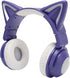 PUSOKEI RGB Cat Ear Headphone, Stereo Cute Gaming Bluetooth Headphones with 3.5mm Cable, Over Ear, Adjustable LED Light