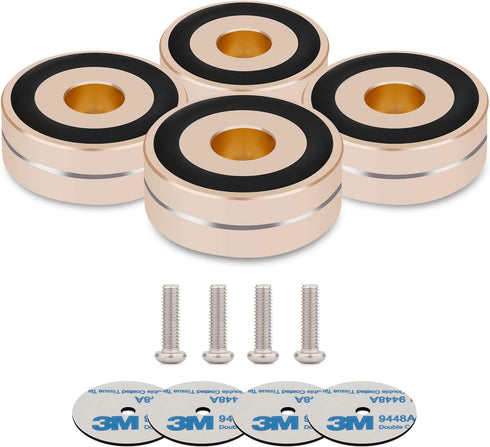 Monosaudio Speaker Isolation Feet 4 Pcs 40x15mm Aluminum Feet with Non-Slip Rubber Rings for Audio Equipment