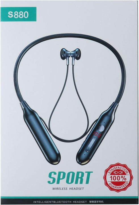 Wireless Bluetooth Neckband Headphone, Ergonomic Hanging Neck Magnetic Attraction Earphone with TF Port, Sports
