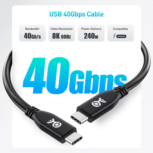 Cable Matters 40Gbps Short USB 4 Cable 1ft, 8K Video, 240W Charging, USB4 Cable/USB C Display Cable PD 3.1, Compatible with Thunderbolt 4, iPhone 15 Pro Max, MacBook, XPS, Surface Pro