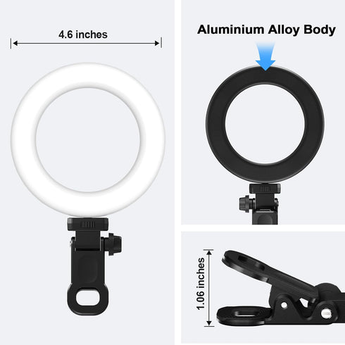 Meyin 10 Ring Light Clip on Laptop Monitor, Webcam Light Brightness Level Video Conference Lighting for Remote