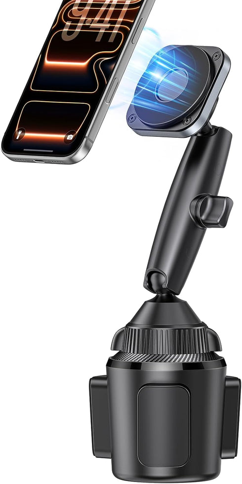 EXELIQ Upgraded Magnetic Cupholder Phone Holder for Car - Ultra Strong N55 Magnets,