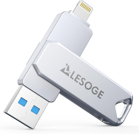 MFi Certified 128GB Flash Drive for iPhone, High Speed USB Memory Stick, External Storage for iPhone/iPad/Android/PC