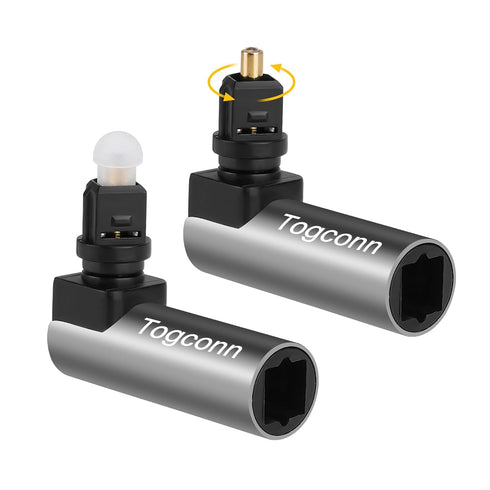 Togconn 90 Degree Optical Fiber Digital Extension Adapter 2 Pack, Right Angle Toslink