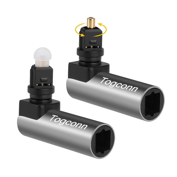 Togconn 90 Degree Optical Fiber Digital Extension Adapter 2 Pack, Right Angle Toslink