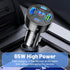 65W 5 Ports Car Charger USB Adapter, Type C PD30W & QC3.0 Fast Charging for iPhone/Android/Samsung/iPad Pro (Black)