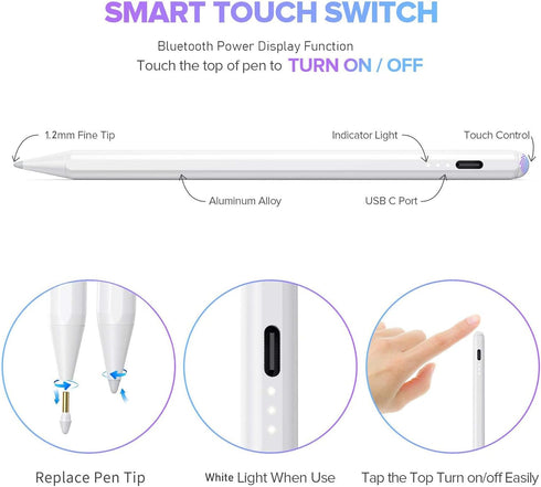 Stylus Pen for iPad 9th&10th Gen with Palm Rejection, Fast Charge, Compatible with iPad Air, Mini, Pro