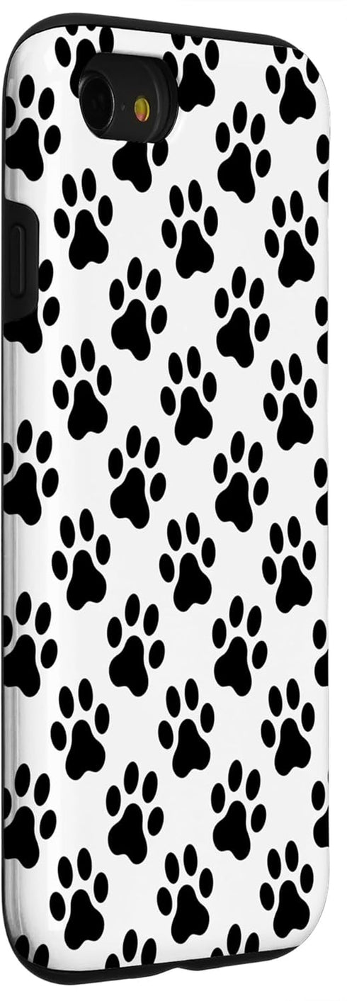 Dog Paw Print Phone Case for iPhone SE (2020), 7, 8 - Black and White Gift for Dog Lovers