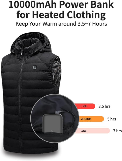 5V 2A Power Bank for Heated Vest, Jacket, Stadium Seats, Lightest 10000mAh Fast Charging Battery Pack