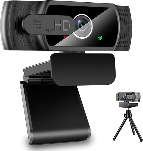 skybess 1080P HD Webcam, Live Stream Web Camera with Microphone and Privacy Cover