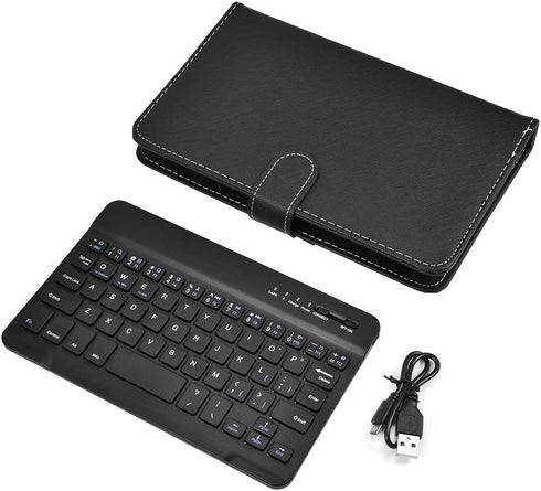 V BESTLIFE Portable Wireless Bluetooth Keyboard with Leather Case, Universal Portfolio Flip Case for 4.5''-6.8'' Phones