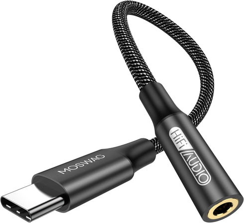 MOSWAG USB Type C to 3.5mm Headphone Jack Adapter, Audio Adapter USB C to Aux Dongle Cable for iPhone 15 Plus/Pro Max,