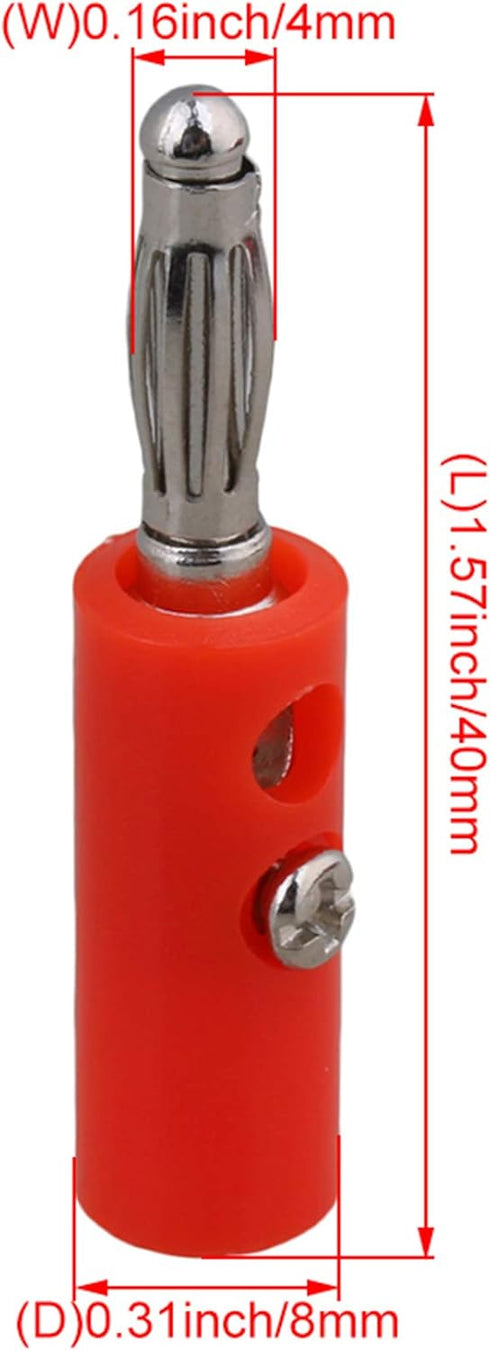 RDEXP 40pcs Nickel Plated 4mm Male Screw Type Banana Plug Multimeter Probe Connectors