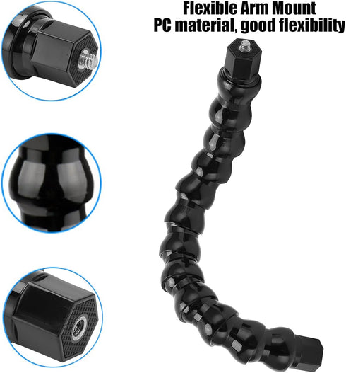 Flexible Camera Mount Arm, 12 Sections Clamp Arm with 1/4in Screw Holes, 11.8 Inches for Action Camera Mounts