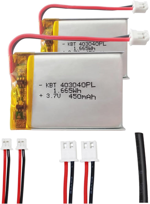 KBT KEEP BETTER TECH KBT 3.7V 450mAh Li-Polymer Battery: 403040 Rechargeable Li-ion Batteries Replacement with 2.0