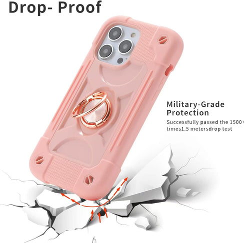 MARKILL Compatible with iPhone 13 Pro Max Case, 6.7 Inch with Ring Stand, Heavy-Duty Military Grade Shockproof Cover