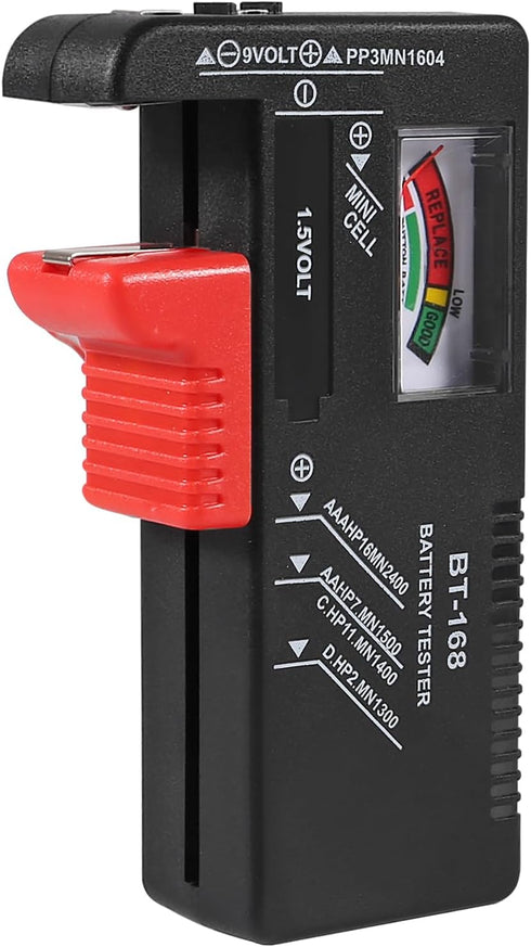 2 Pack BT-168 Universal Battery Tester, Small Household Battery Tester for AAA AA C D 9V 1.5V Button Battery