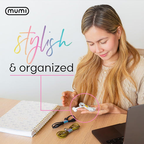 MUMI Holographic Cord Organizer, Stylish Cable Ties and Wraps for Cable Management, Set of 3 Durable Straps