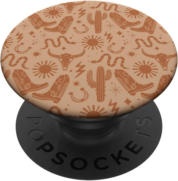 Cowboy Western Boho Cactus Pattern PopSockets Standard PopGrip in Warm Earth Tones