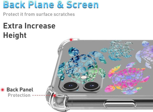 Sea Turtles iPhone 11 Case, Ocean Creatures Pattern Design for Women Men, Soft Transparent TPU Bumper Case for iPhone 11