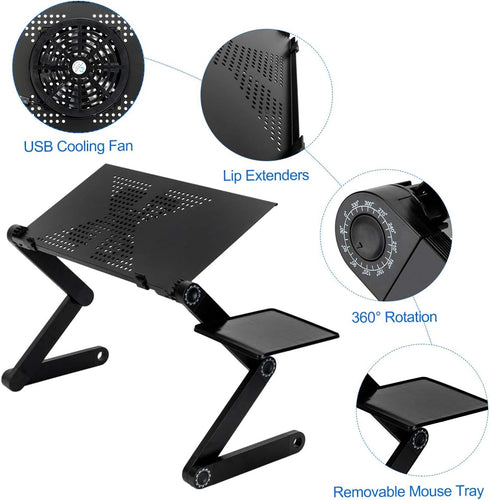 Lovinouse Upgraded Adjustable Aluminum Laptop Desk, with Cooling Fan, Mouse Pad, Notebook, MacBook Laptops Table Stand