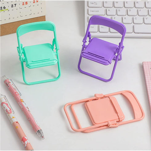 nanaxagly 4Pcs 4 Mini Chair Foldable Cell Phone Stand, Portable Funny Cute Cell Phone Holder Stand Compatible