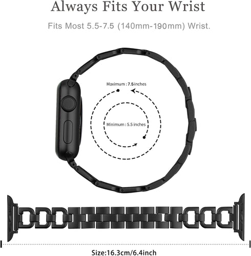 OULUCCI Compatible Apple Watch Bands for Women, 2024-Series 10, 42mm 41mm 40mm 38mm, D-Shape Stainless Steel Strap in