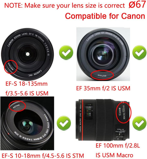 67MM Lens Cap Cover for Canon 77D 90D with EF-S 18-135mm Lens Cap, Nikon D750 D780 with 18-105mm 16-85mm Lens Cap [2