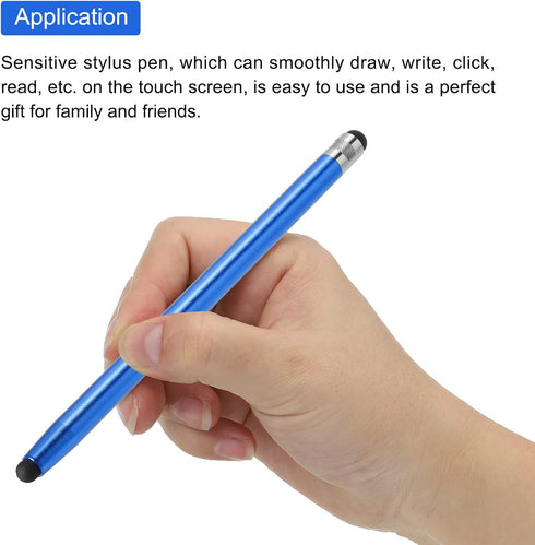MECCANIXITY 5pcs Stylus Pens for Touch Screens, Dual Rubber Tips Capacitive Universal Tablet Pen - Blue