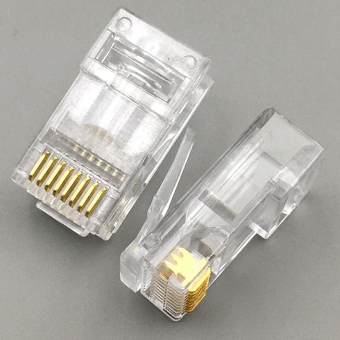 PETECHTOOL 100-Pack RJ45 CAT6A CAT6 Pass Through Connectors 23AWG Cables-End Bold UTP Ethernet Modular Plug.
