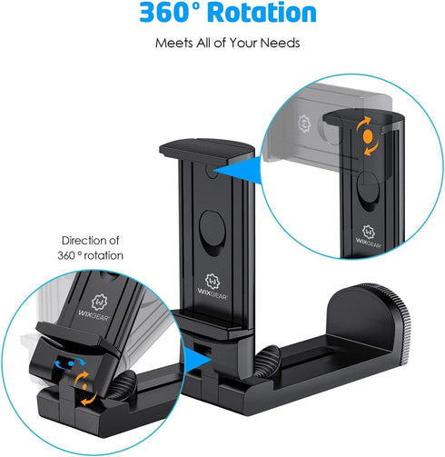 WixGear Universal Airplane in Flight Tablet Phone Mount, Handsfree Holder for Desk with Multi-Directional Dual 360