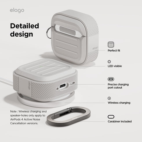 elago 4 4th Armor Compatible with AirPods Case - for AirPods Generation Cover, Carabiner Included, Supports Wireless