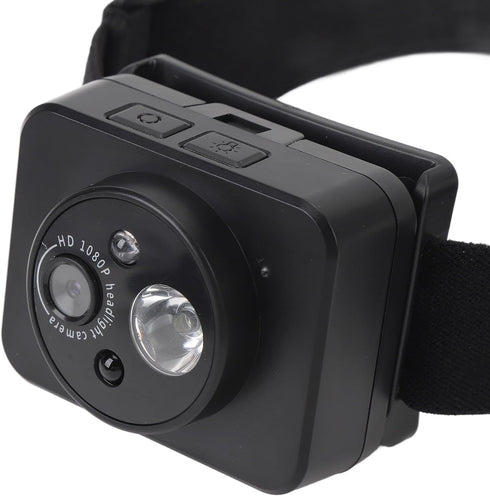 ciciglow 1080P 128GB Head Mounted Action Camera, Adjustable Angle Small Head Mounted Sports Camera, LED Headlamp