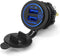 12V/24V 3.0 Dual USB Charger Socket with Touch Switch, Waterproof QC3.0 Fast Charger for Marine, Boat, Motorcycle