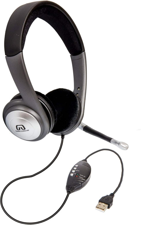 USB Wired Headset with Microphone for PC, Stereo Headphones with Boom Mic, In-Line Volume & Mic Mute Controls,