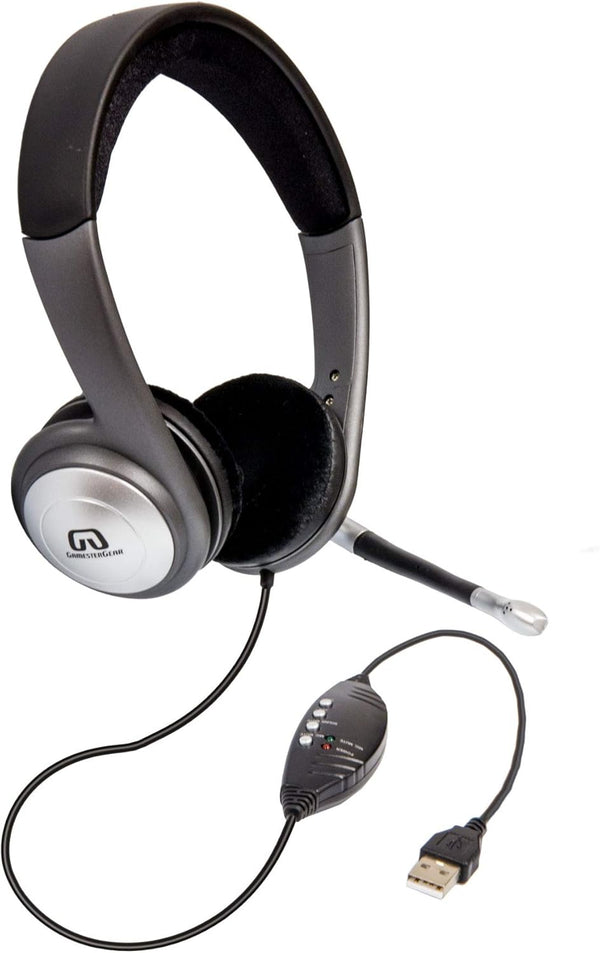 USB Wired Headset with Microphone for PC, Stereo Headphones with Boom Mic, In-Line Volume & Mic Mute Controls,