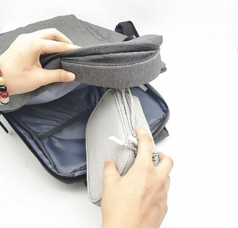 Electronic Organizer Bag, Waterproof Portable Travel Cable Storage Case for USB Drive, Charger, Headphones, Grey