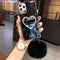 Luxurious Bling Heart-Shaped Makeup Mirror Mobile Phone Case for iPhone 14 (14 Pro, Black)