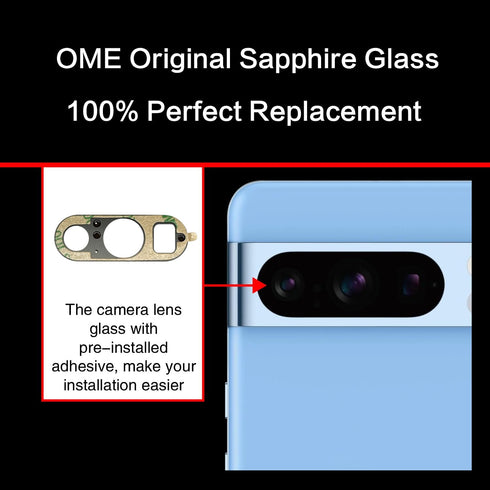 2 PCS for ASDAWN Back Rear Camera Lens Glass Replacement for Google Pixel 8 Pro 6.7 Inches with Pre-Installed Adhesive