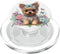 Cute Yorkie Puppy With Bow Watercolor Butterflies PopSockets MagSafe PopGrip for iPhone