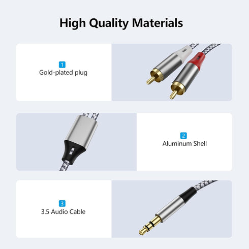 Liaoan Weiyu 3.5mm 2 3.5mm 2 MP3 to RCA Adapter Cable, to RCA Audio Cable, Suitable for TVs, Computers, Mobile Phones