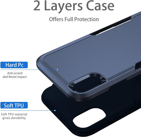Heavy Duty Protection Case for iPhone XR, Shockproof Dustproof Anti-Scratch Rugged Dark Blue