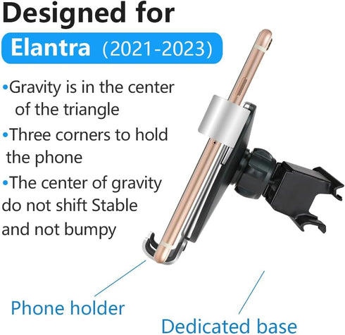 Car Phone Holder for Hyundai Elantra 2021-2024 - Best Cell Phone Mount for Charging Navigation Bracket Stand