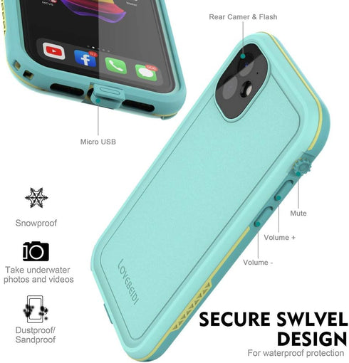 for iPhone 11 Waterproof Case, 6.1 Screen Protector Underwater Shockproof Full-Body Dustproof Rugged Case for Apple