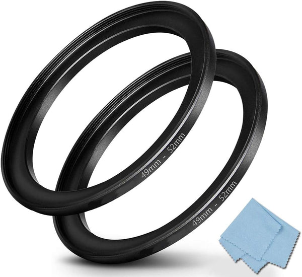 49mm-52mm Step Up Ring, 49mm Lens to 52mm Filter (2 Pack), WH1916 Camera Lens Filter Adapter Ring