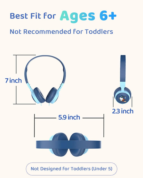 6+, 2 Pack 98dB Kids Headphones for School, Ages with Splitter, Safe Volume, Fun Colors, Perfect for Sharing at Home
