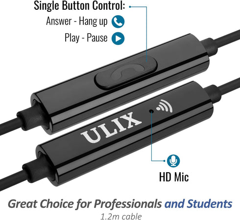 UliX Rider Wired Earbuds - In-Ear Headphones with Microphone, 5 Years Warranty, Anti-Tangle Cable, Ear Buds for iPhone,